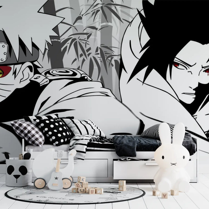 Papier Peint Naruto Combat Noir et Blanc - manga hero