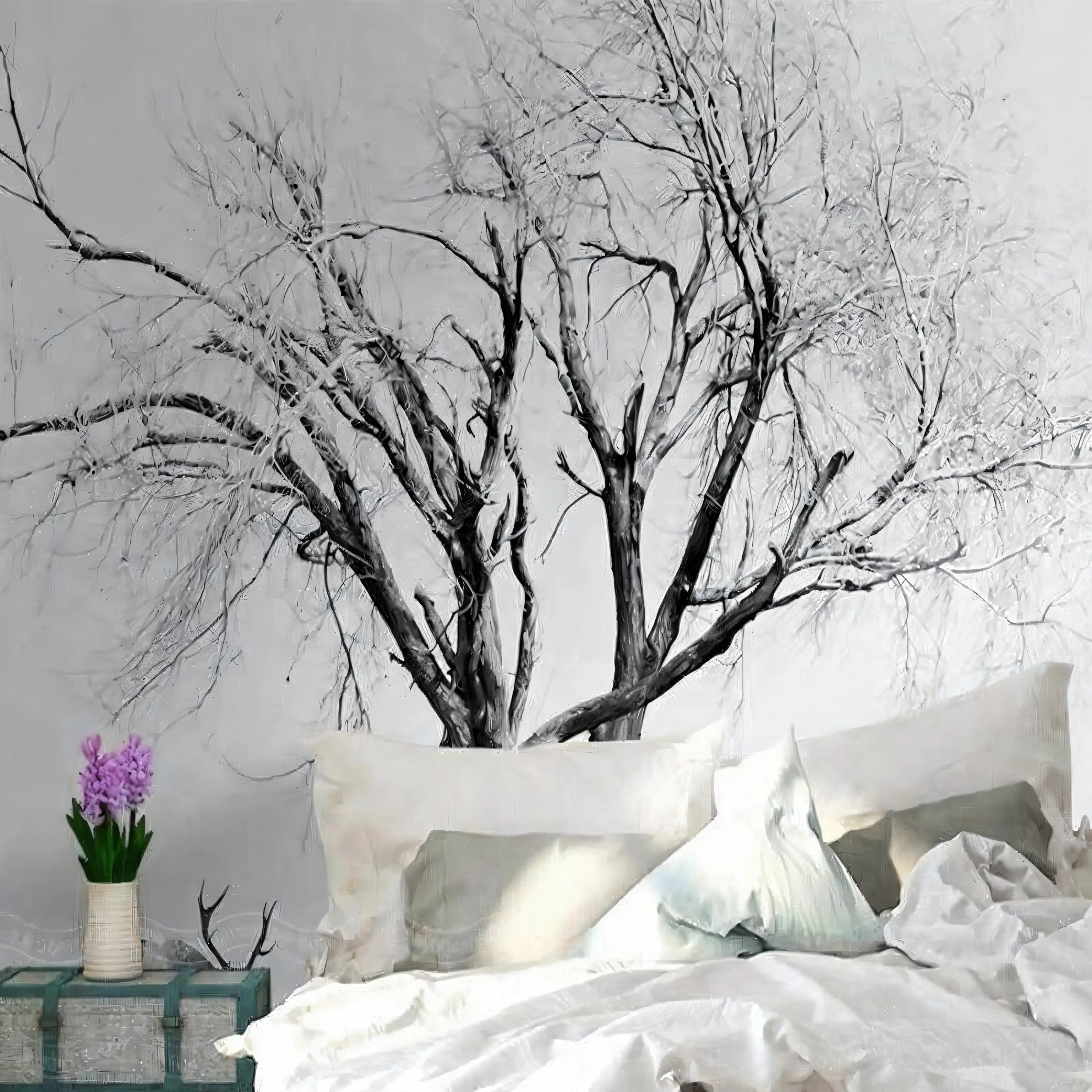 Black and white wallpaper tree