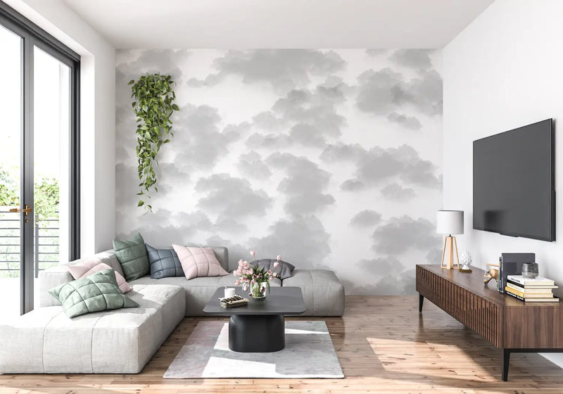 Papier Peint Nuage Gris - tendance mur