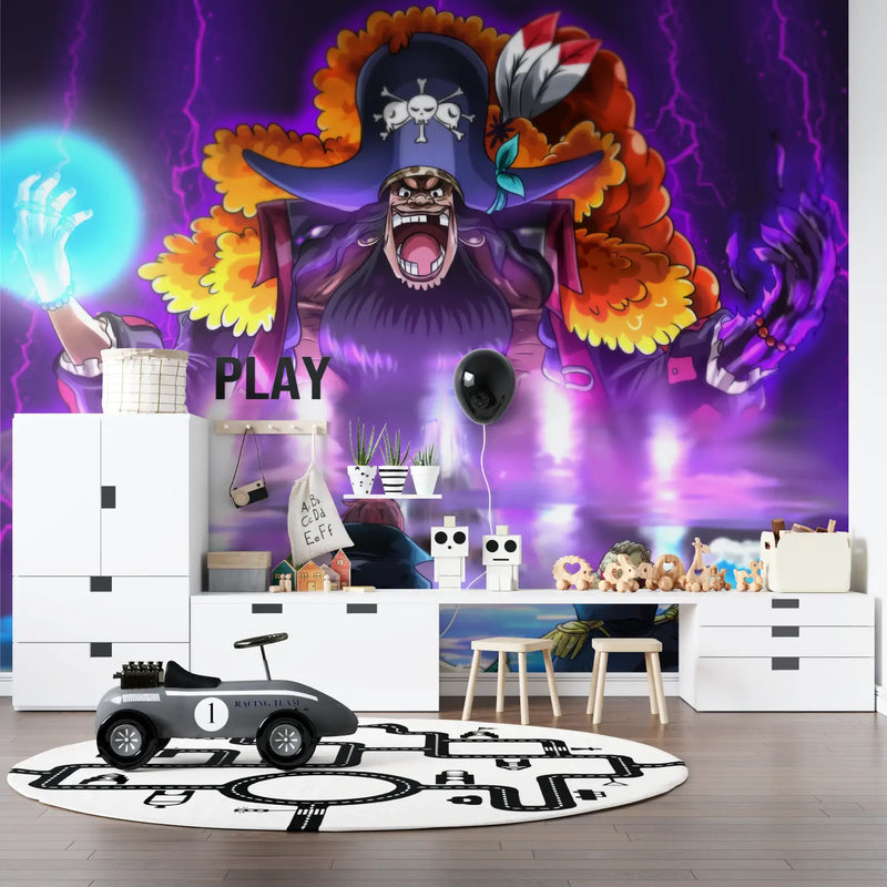 Papier Peint One Piece Barbe Noire Combat - mur panoramique