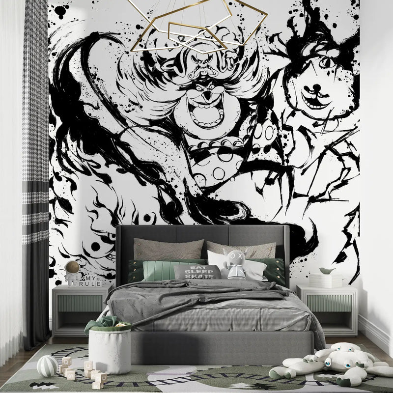 Papier Peint One Piece Big Mom Noir Et Blanc - chambre de garçon