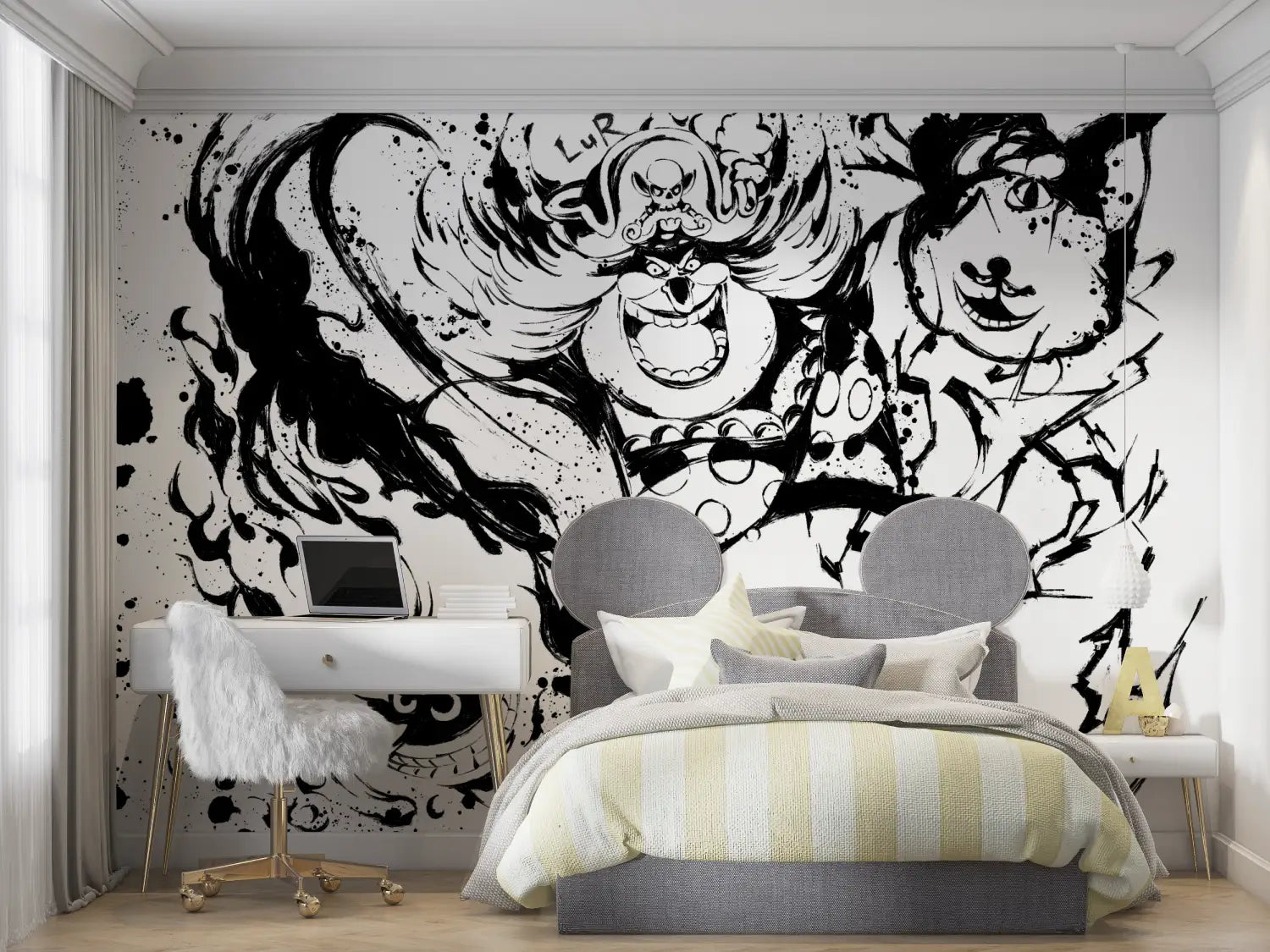 Eéndelig Big Mom zwart-wit behang - Second Image