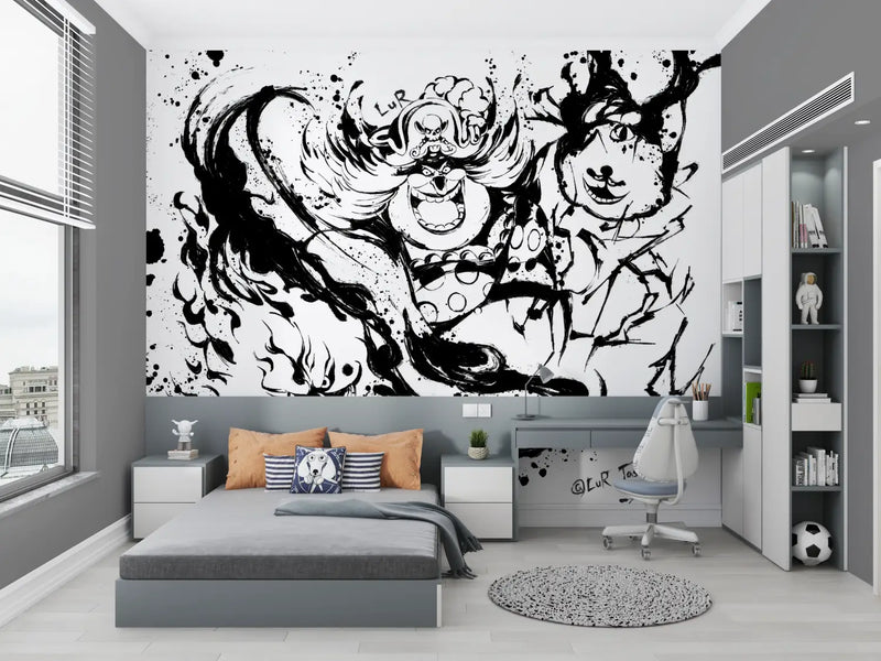 Papier Peint One Piece Big Mom Noir Et Blanc - chambre petit