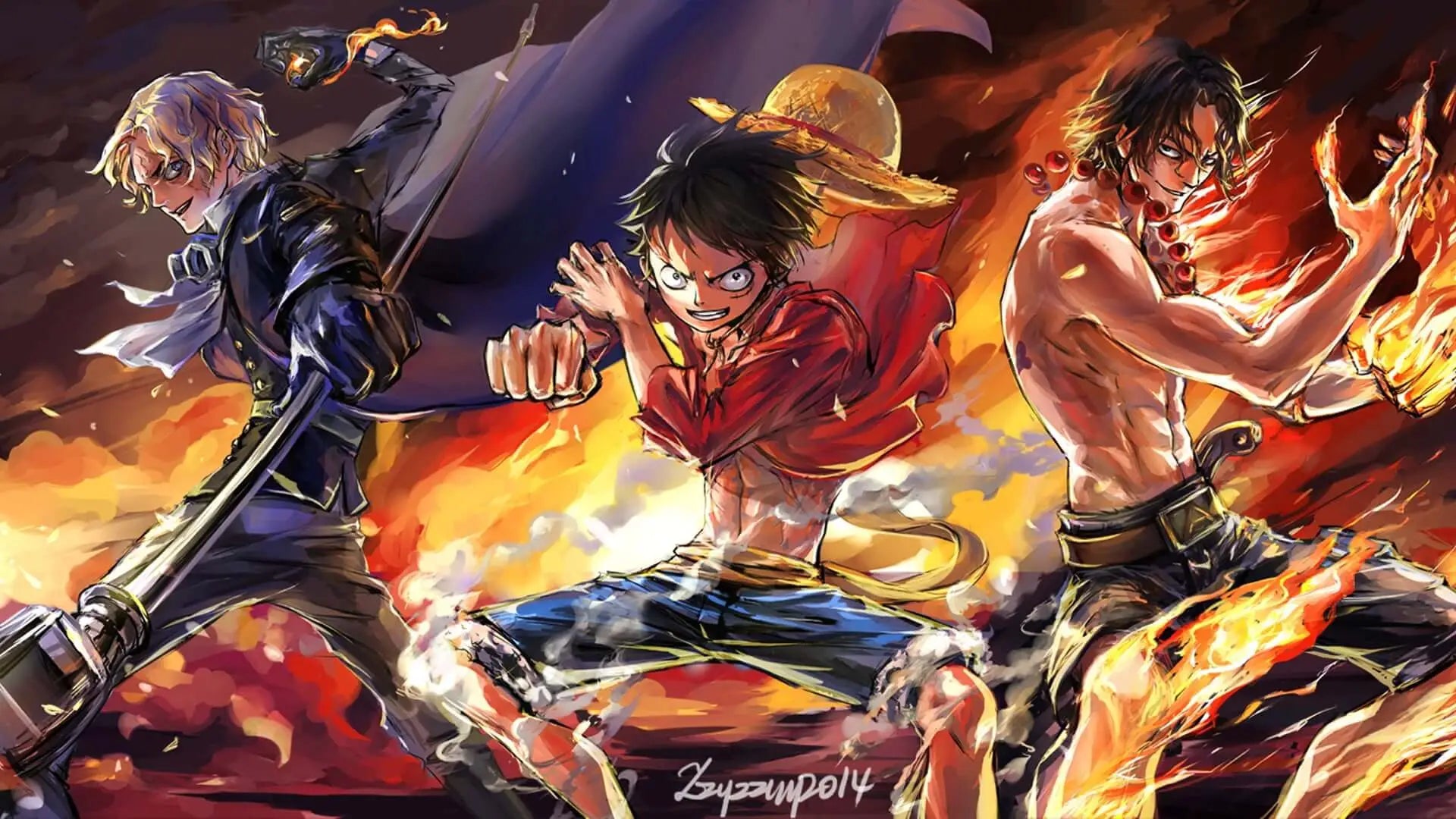 Papier Peint One Piece Luffy En Feu