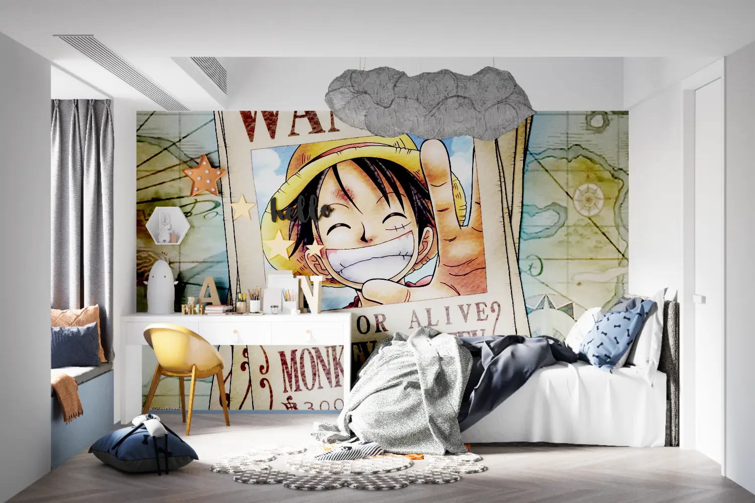 Eén stuk Luffy Wanted behang - Second Image