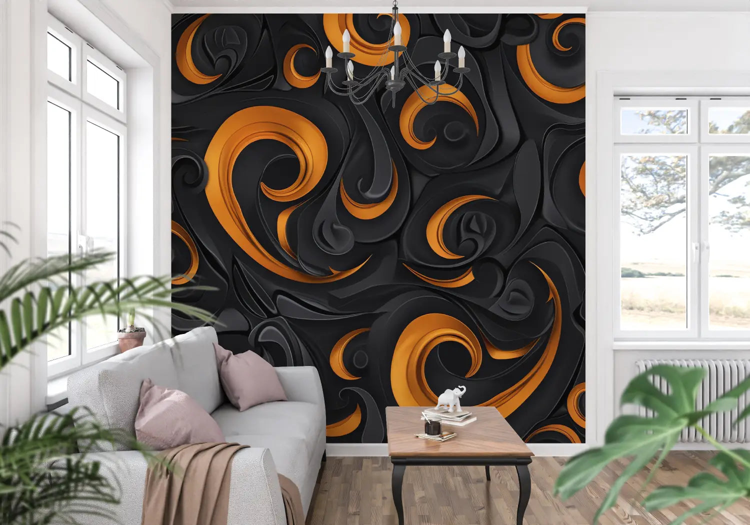 Abstract Orange and Black Wallpaper - Second Image