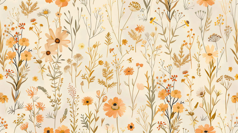 Papier Peint Orange Motif Fleuri