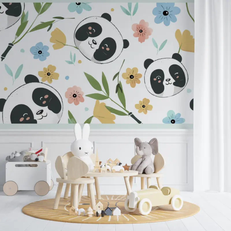 Papier peint Pandas motifs bébé - chambre bébé