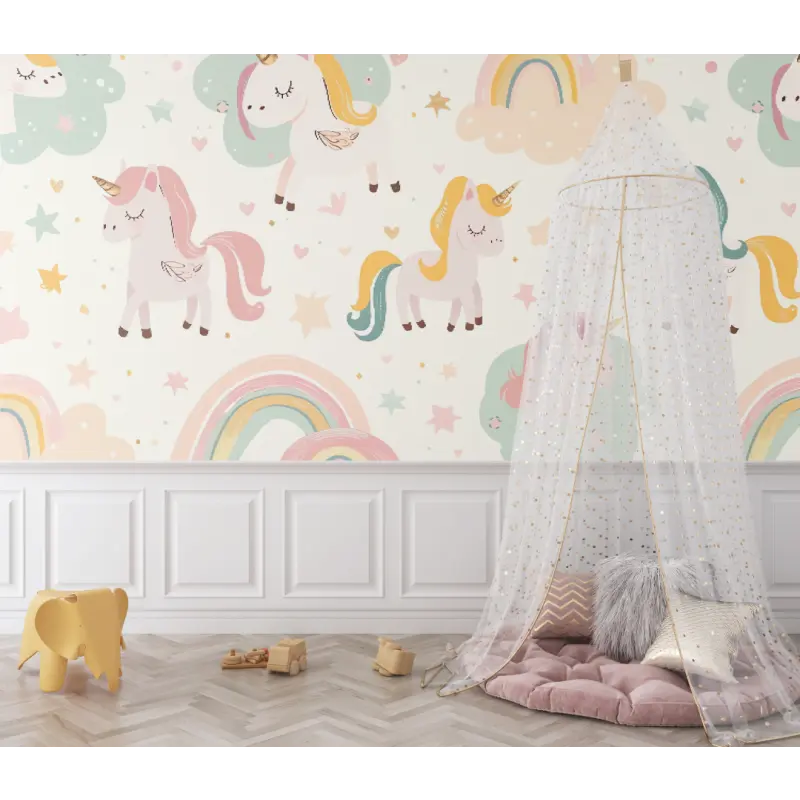 Papier peint pour bébé Licorne - bebe tipi