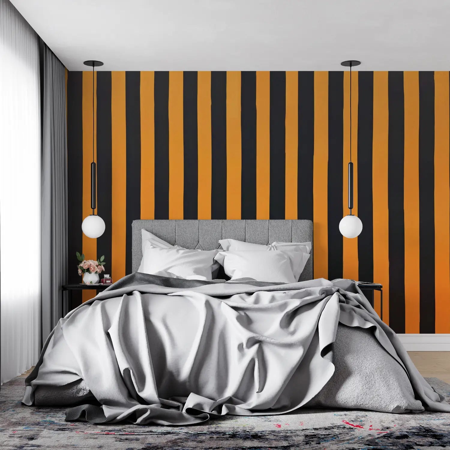 Orange and Black Stripe Wallpaper - Second Image