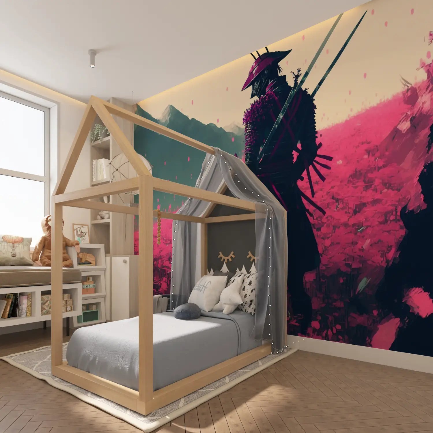 Papier Peint Rose Design - chambre spiderman