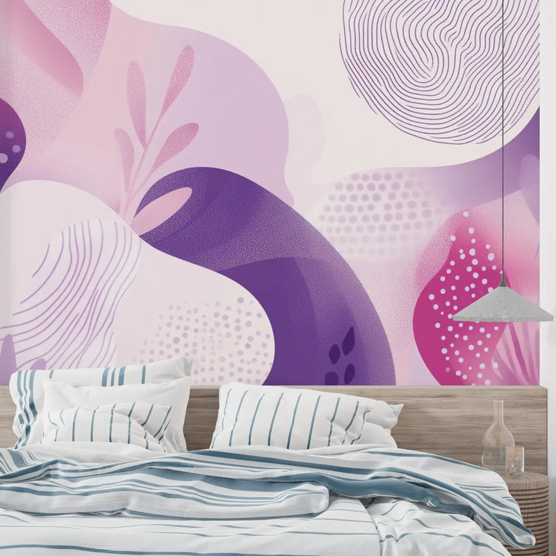 Papier Peint Rose Et Violet - mural