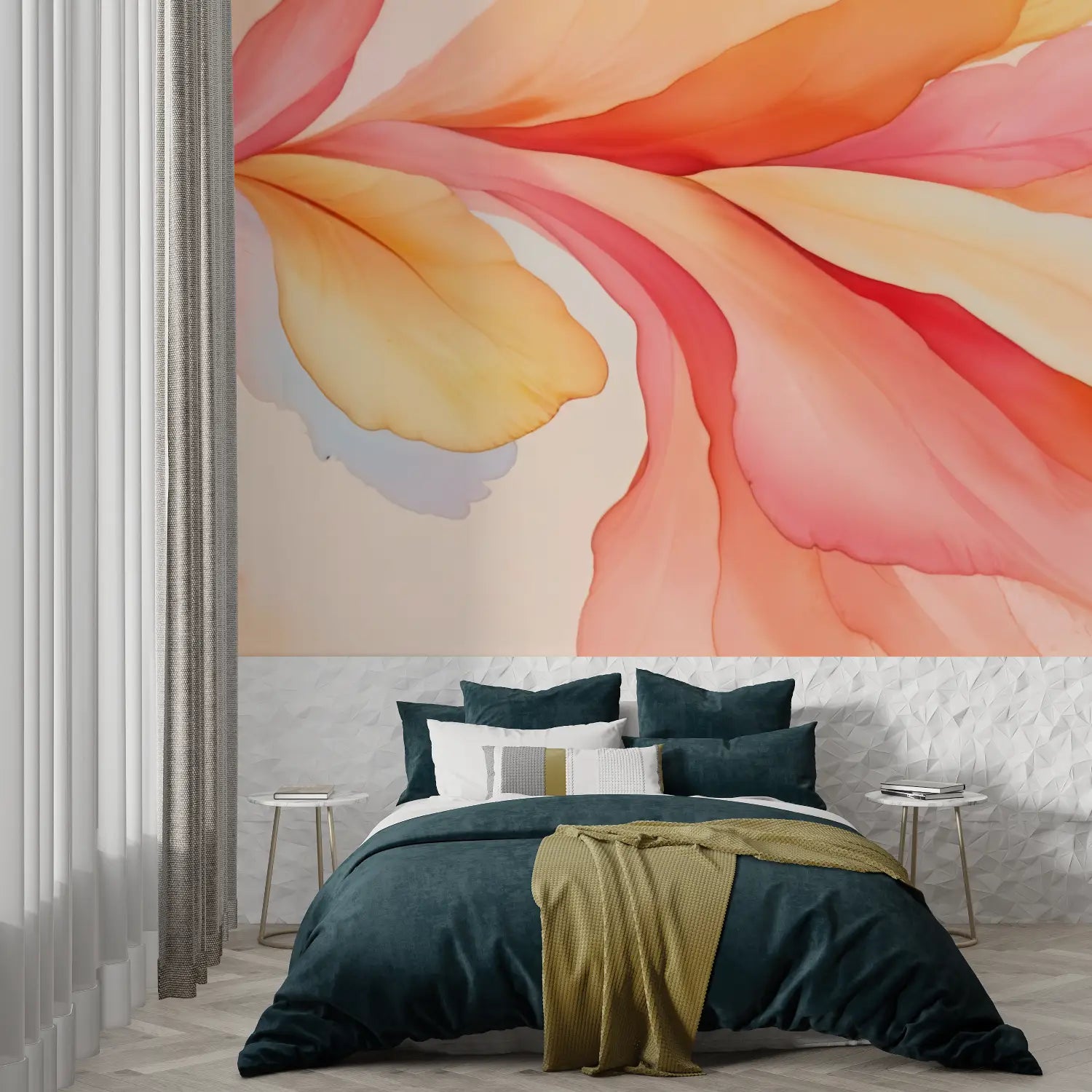 Papier Peint Rose Orange - panoramique tendance