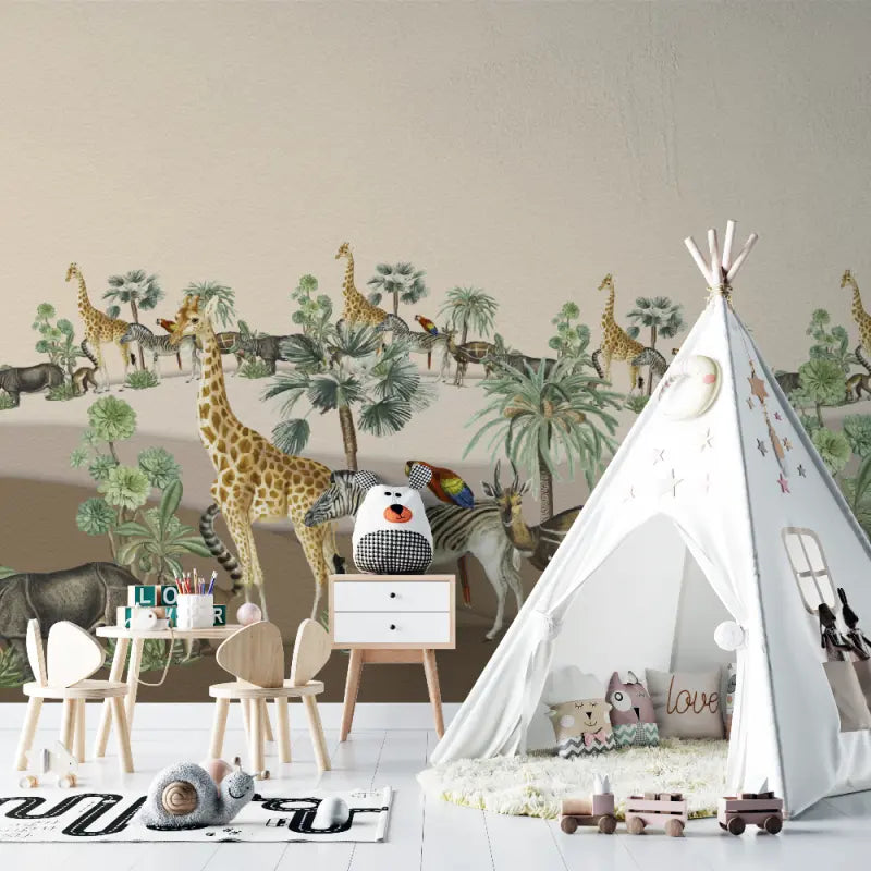 Papier peint Safari pour bébé - bebe tipi