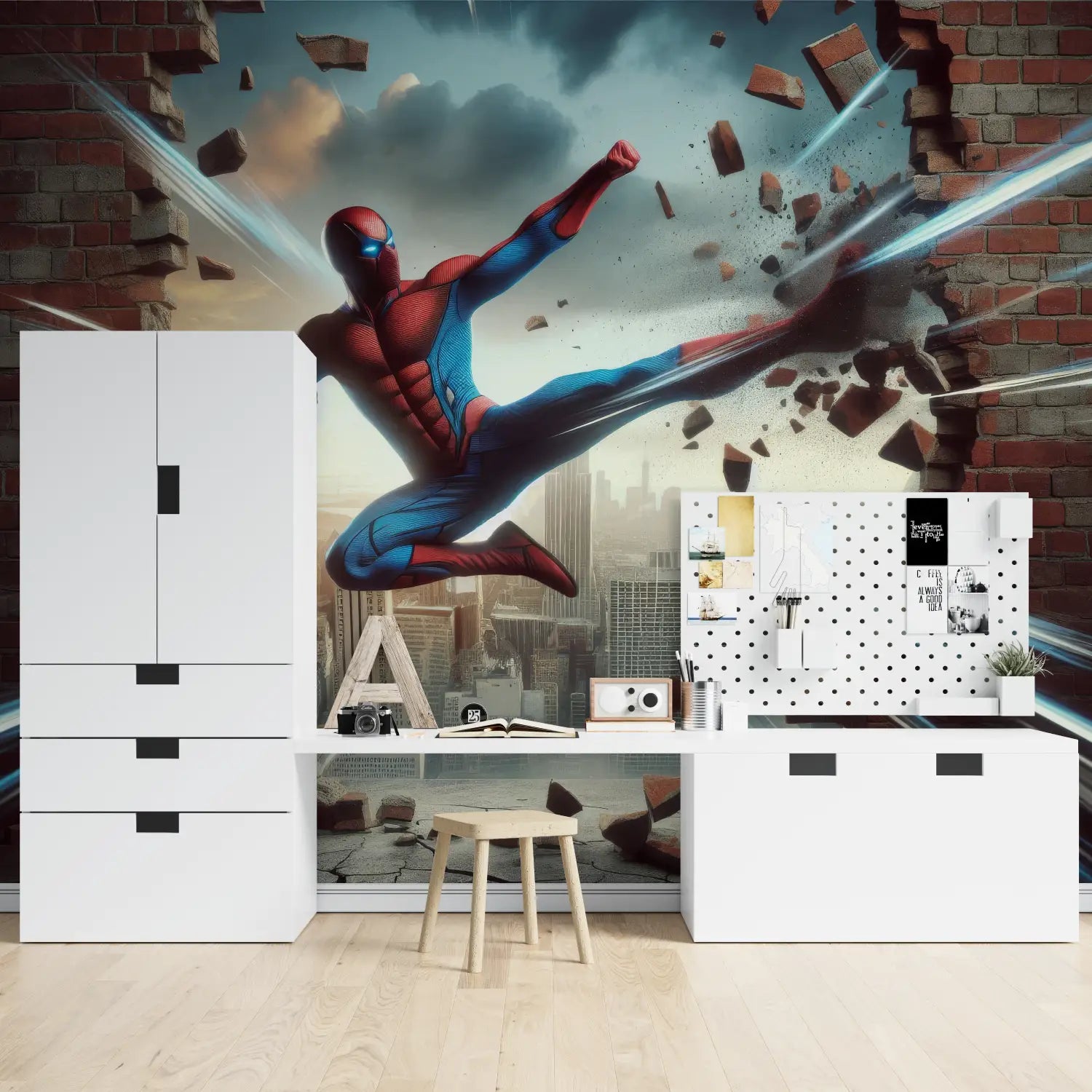 Papier Peint Spiderman 3D - chambre spiderman