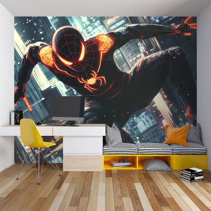 Papier Peint Spiderman Brulant - tapisserie spiderman