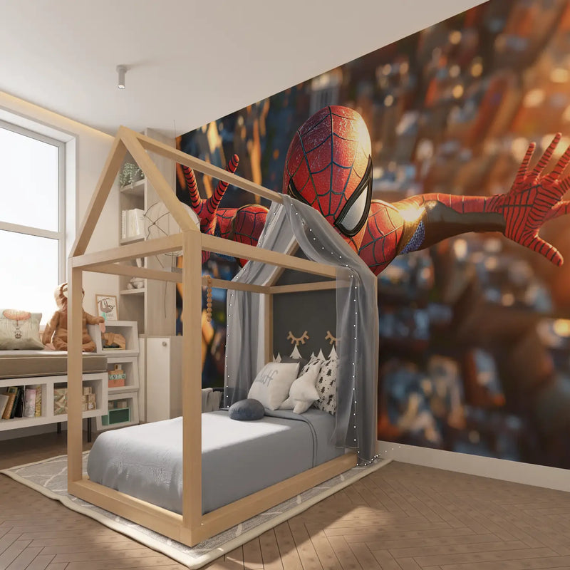 Papier Peint Spiderman Trompe l'Oeil - tapisserie spiderman