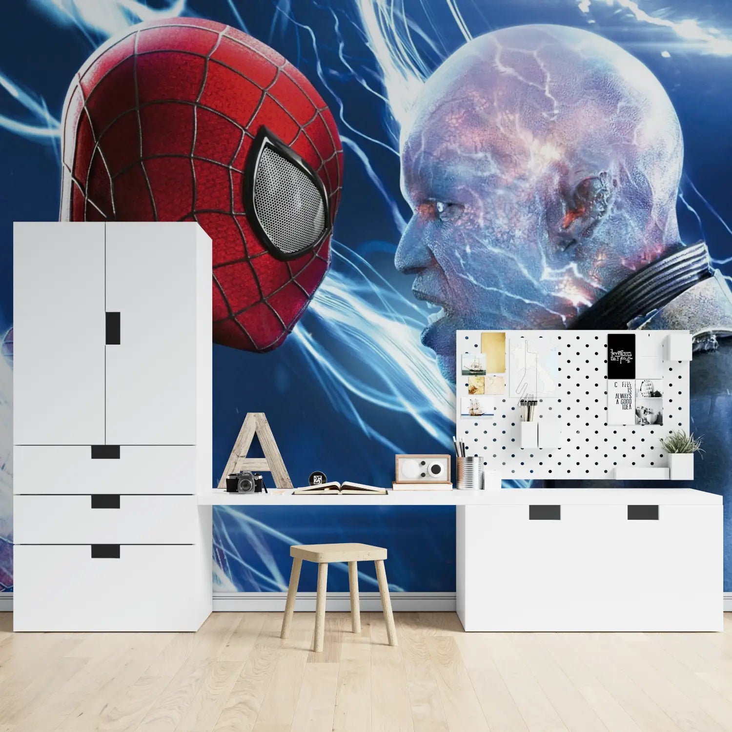 Papier Peint Spiderman vs Elektro - chambre garçon lit