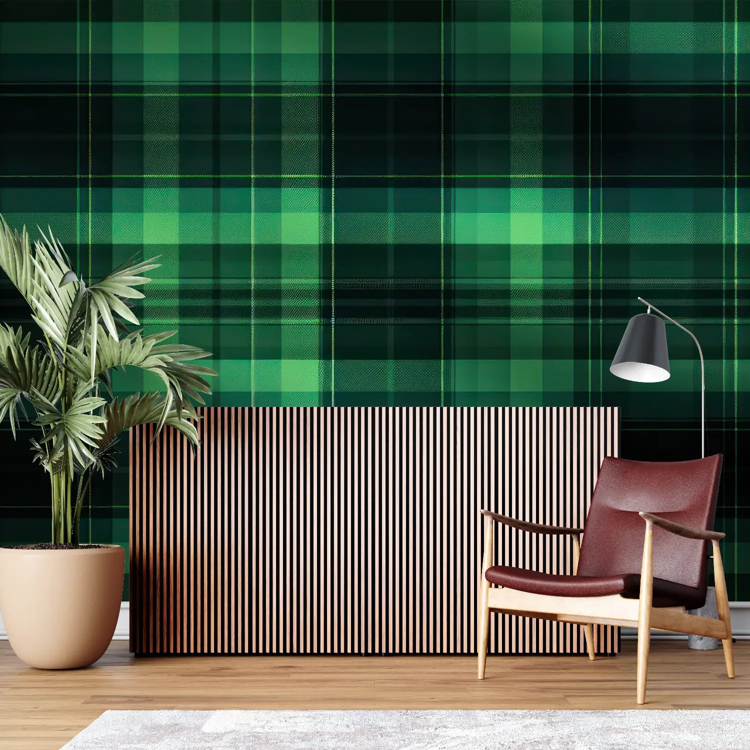 Groen tartan behang - Second Image