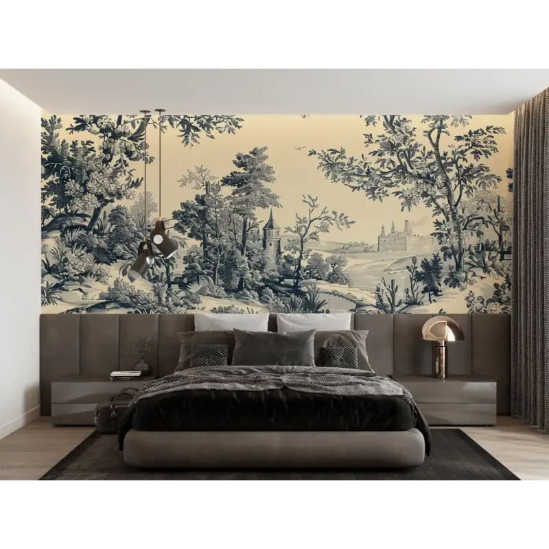 Toile De Jouy Old Black Wallpaper - Second Image