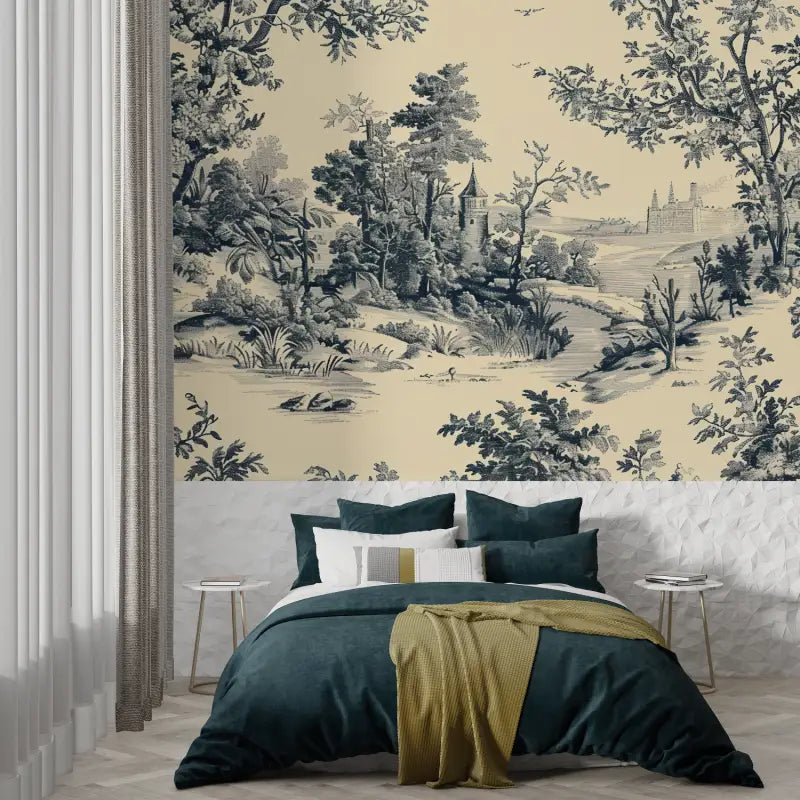 Toile De Jouy Old Black Wallpaper - Second Image