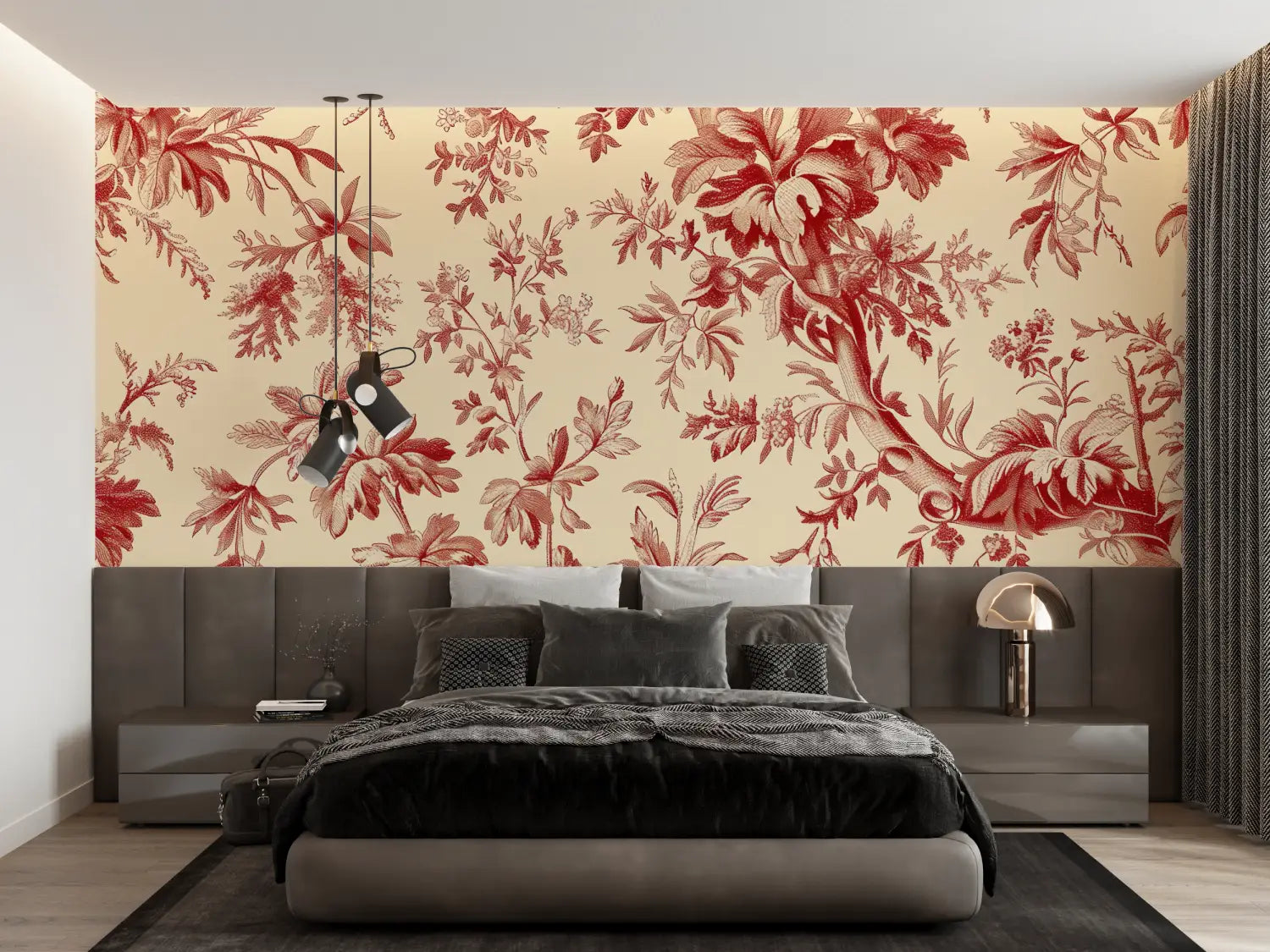 Red Toile De Jouy Wallpaper - Second Image