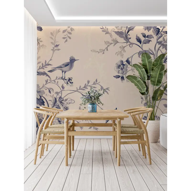 Toile De Jouy Behang Blauwe Toon - Second Image