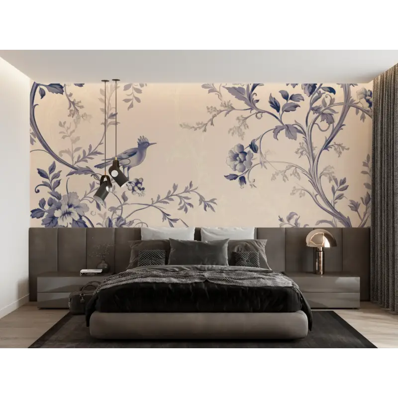 Toile De Jouy Behang Blauwe Toon - Second Image