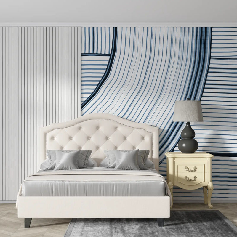 Papier Peint Vague Bleu Design - tendances