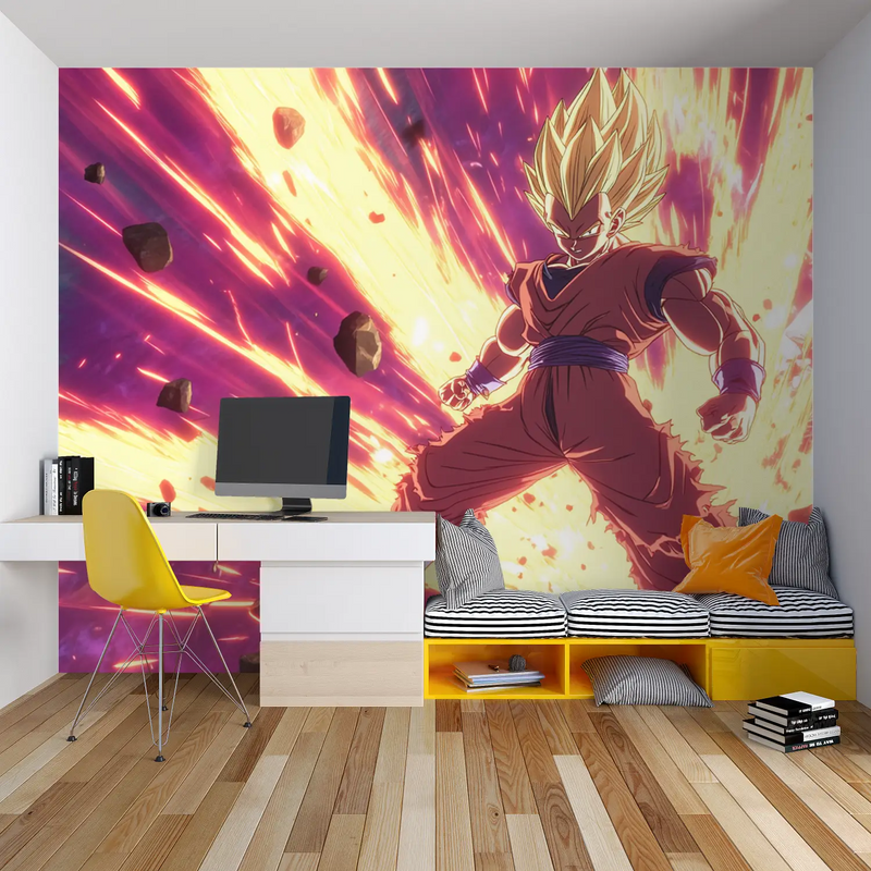 Papier Peint Vegeta en Feu - chambre spiderman