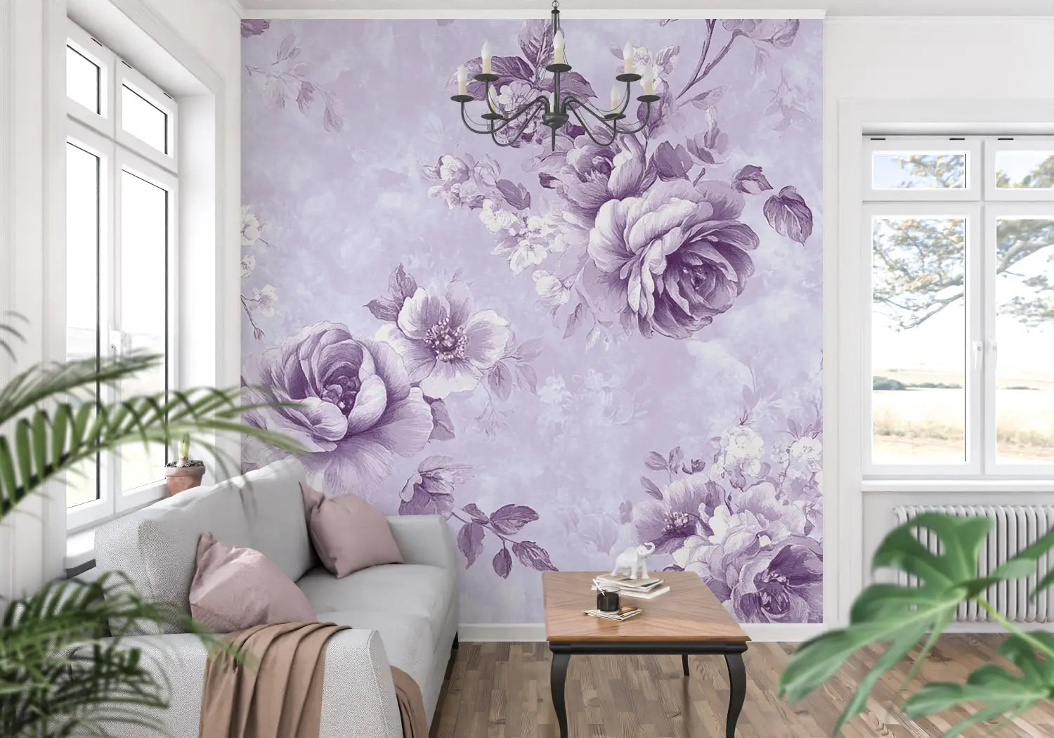 Papier Peint Vintage Violet - tapisserie