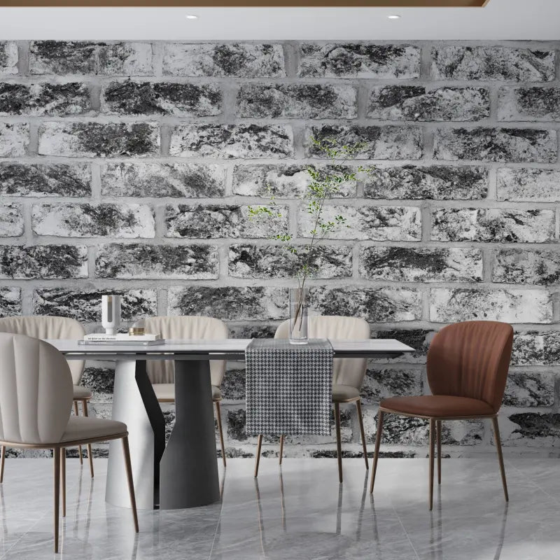 Vinyl Wallpaper On Gray Marble Brick Non-Woven - Second Image