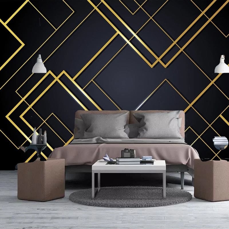 Geometrische Tapete in Schwarz und Gold - Second Image