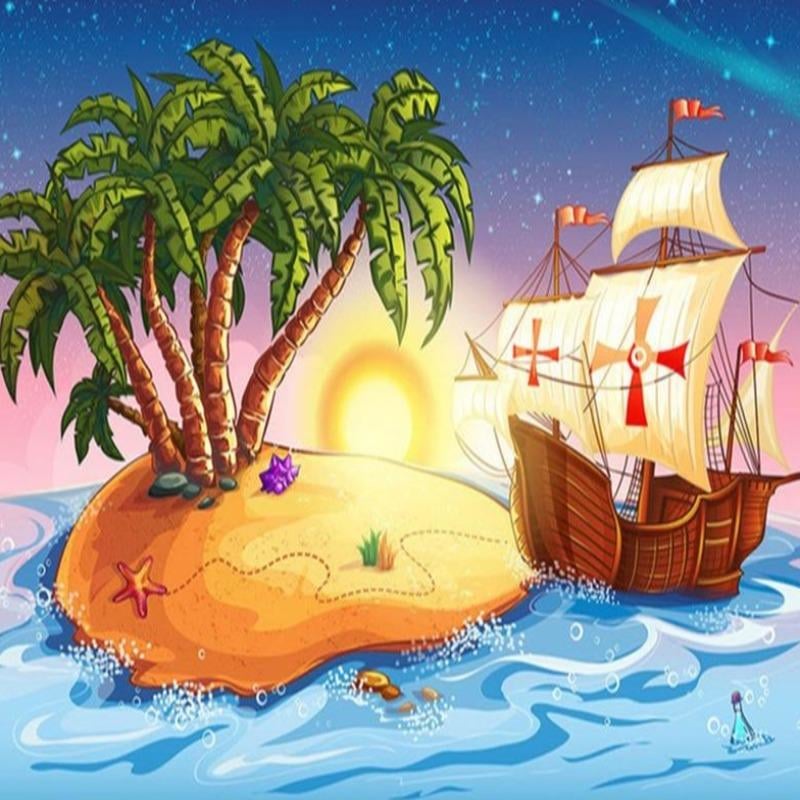 Papier Peint Pirate Bateau et Plage