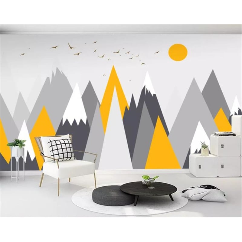 Papier Peint Scandinave Jaune et Gris