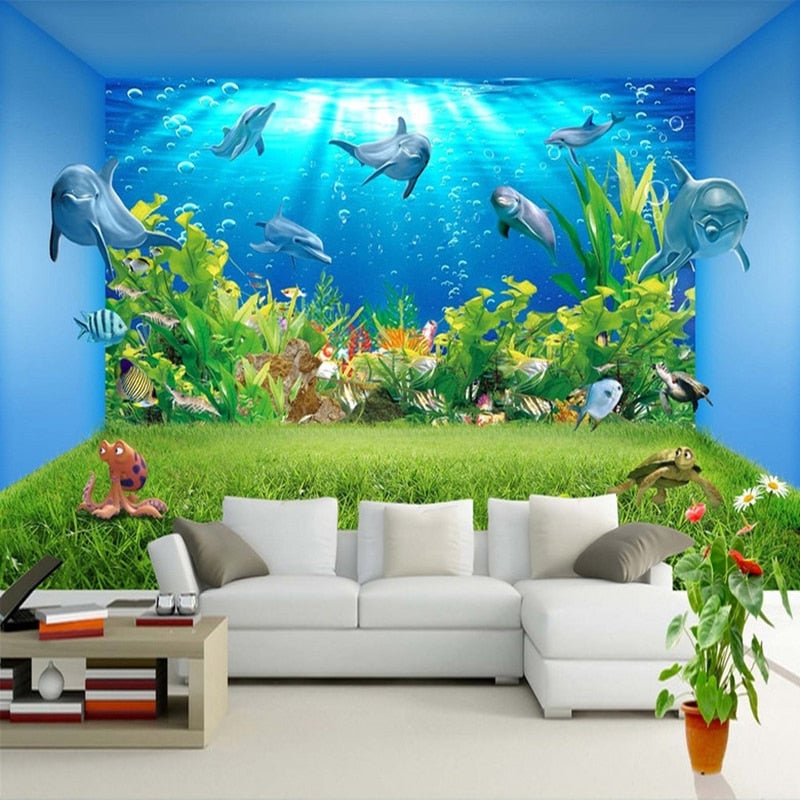 aquarium trompe l'oeil behang - Second Image