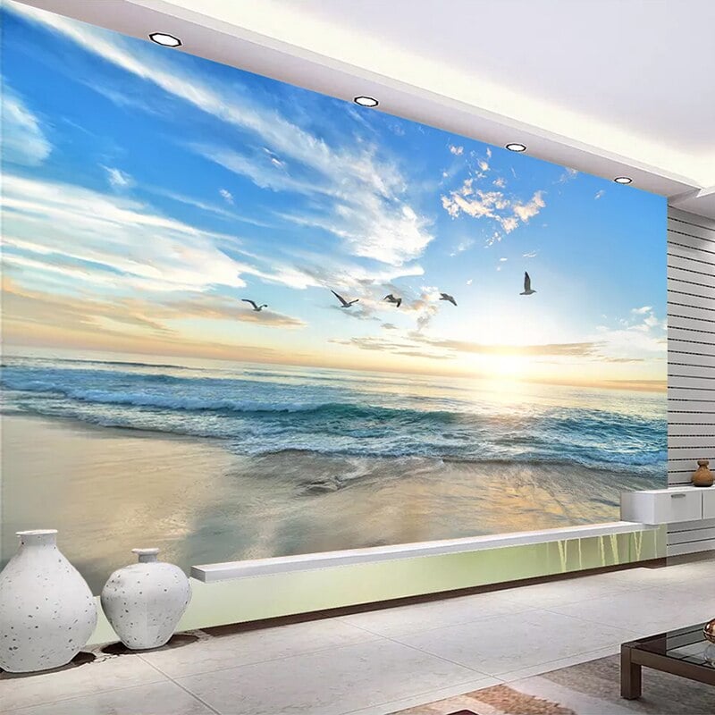 trompe l'oeil beach wallpaper - Second Image