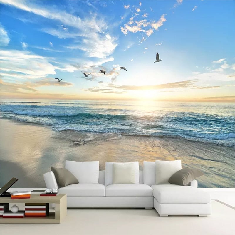 trompe l'oeil beach wallpaper - Second Image