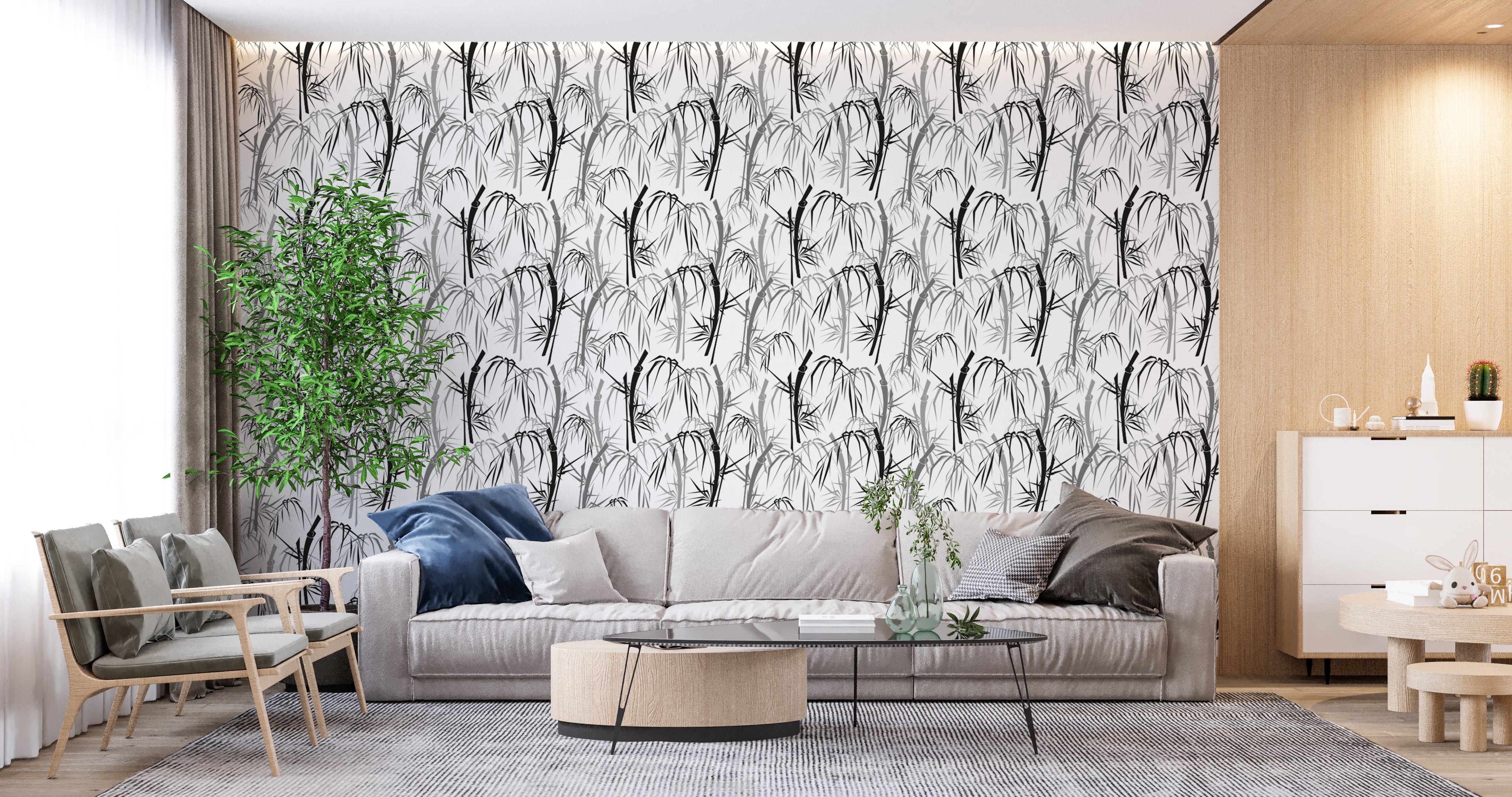 Black and white bamboo wallpaper